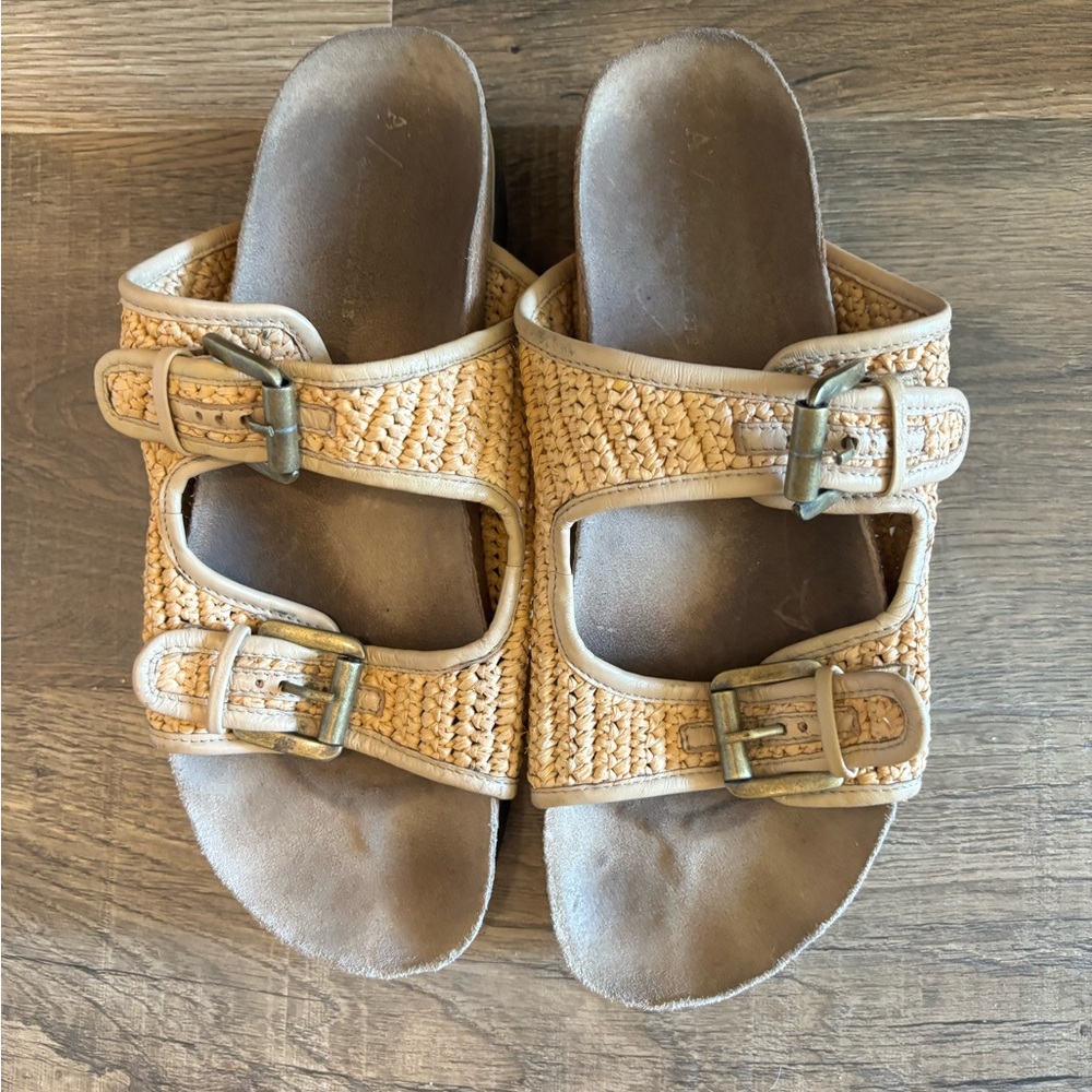 Anthropologie, platform, rafia sandals, a size 10